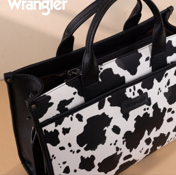 Wrangler Carry-All Large Tote Work Tote /Crossbody - Cow-Black - Picture 5 of 11